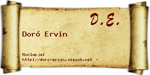 Doró Ervin névjegykártya